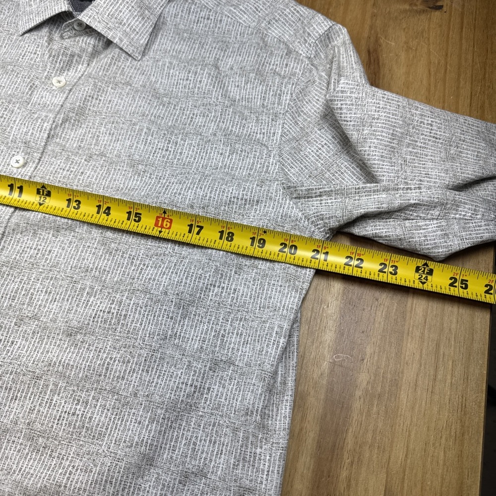 Bugatchi Uomo Shaped Fit Long Sleeve Button Down Shirt Mens M Gray Stripe Print - Picture 8 of 9
